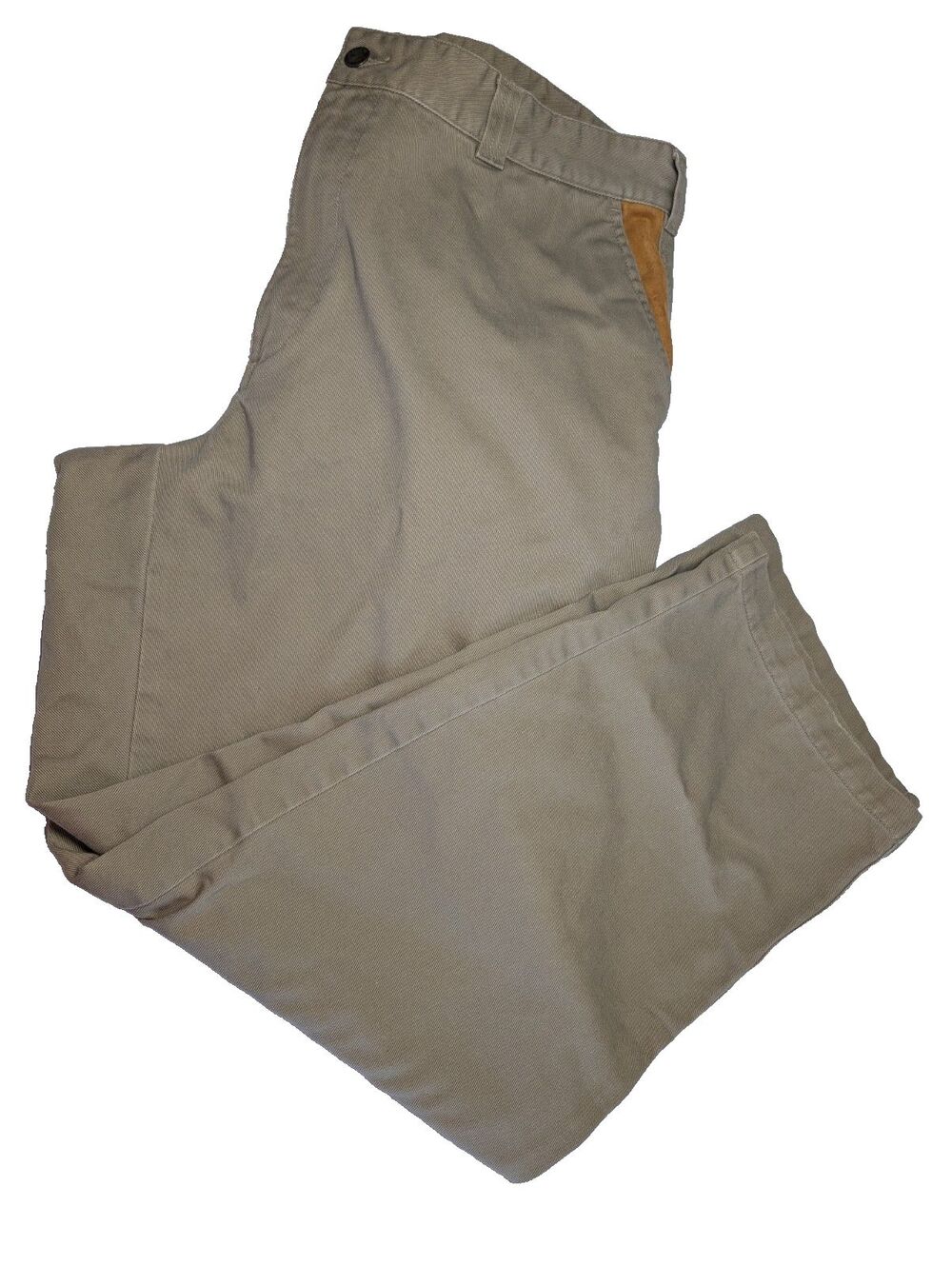 Orvis Khaki Pants Suede Pocket Accents Men's Size 38 Casual Classic
